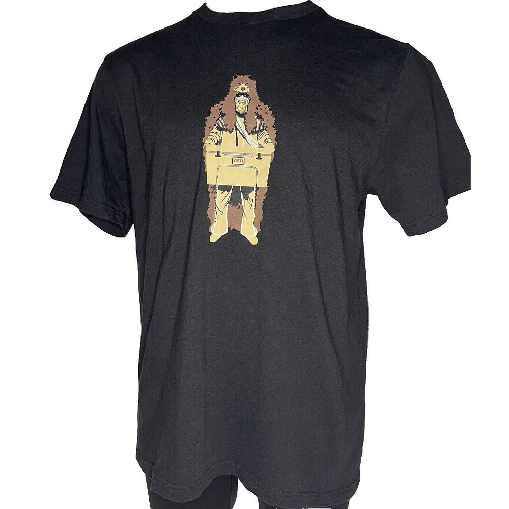 YETI TShirt Mens sz L Black Hunter Bear Skin Cooler Man Short Sleeve Dadcore